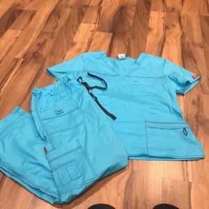 Dickies Blue Scrub Top and Bottom